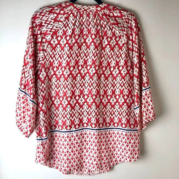 BeachLunchLounge | Red & Cream Patterned V-neck - Picture 5 of 5